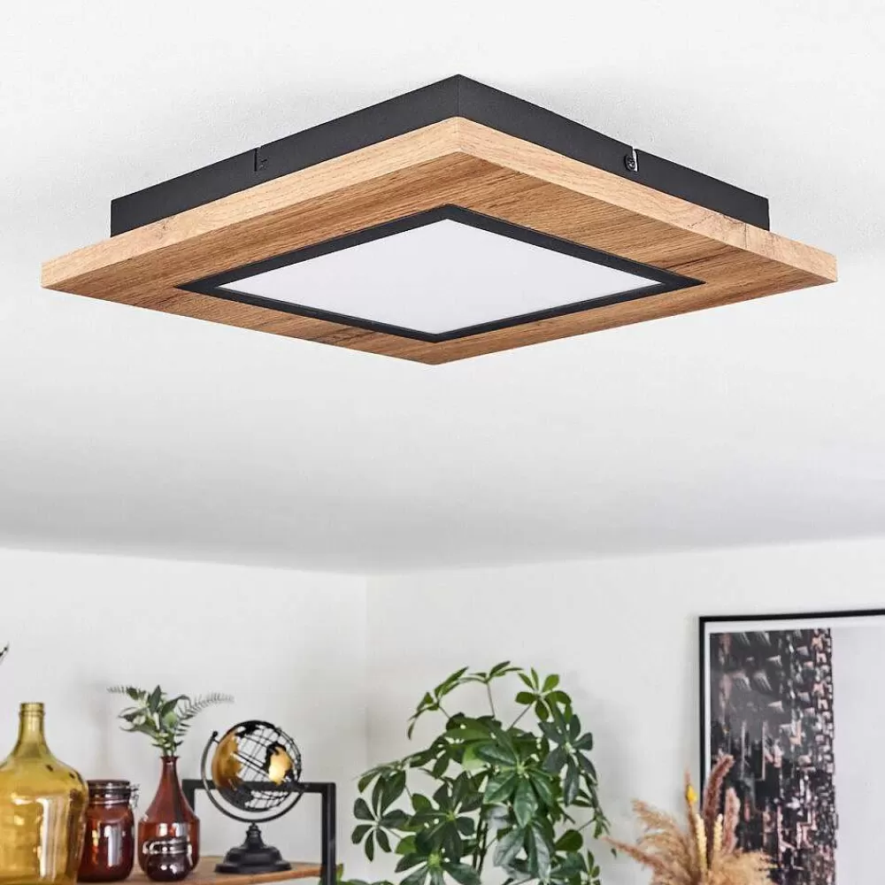 hofstein Plafonnier Salmi Led Couleur Bois, Noir, 1 Lumiere