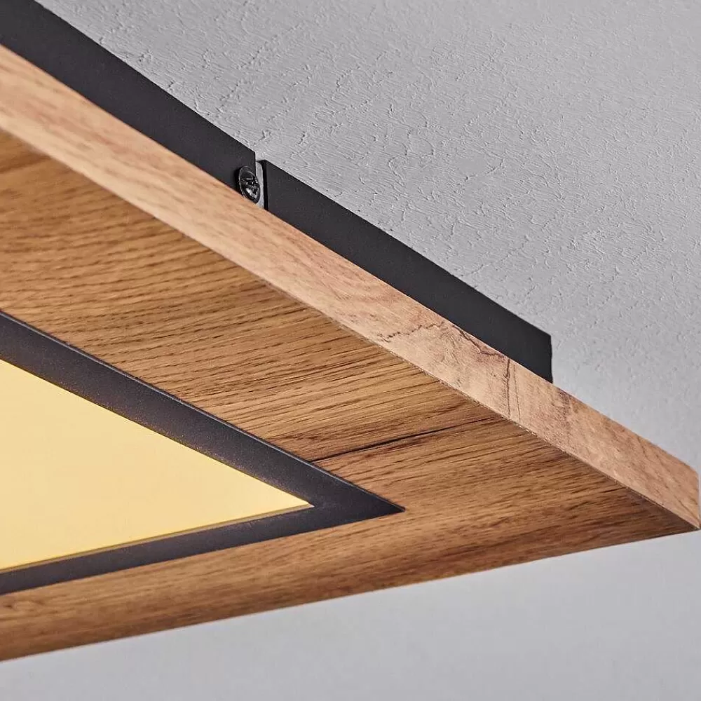 hofstein Plafonnier Salmi Led Couleur Bois, Noir, 1 Lumiere