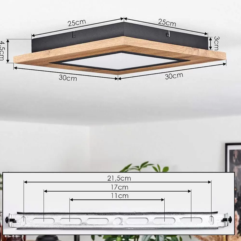 hofstein Plafonnier Salmi Led Couleur Bois, Noir, 1 Lumiere
