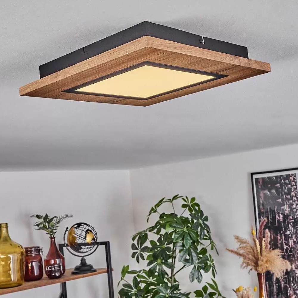hofstein Plafonnier Salmi Led Couleur Bois, Noir, 1 Lumiere