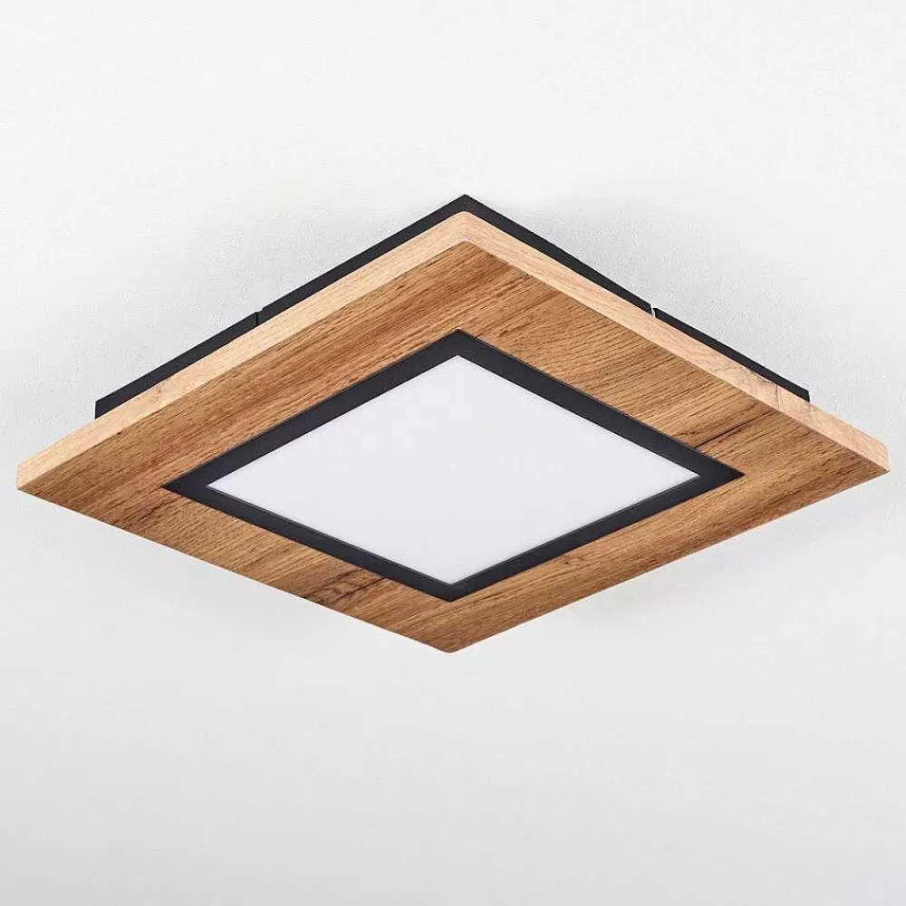 hofstein Plafonnier Salmi Led Couleur Bois, Noir, 1 Lumiere