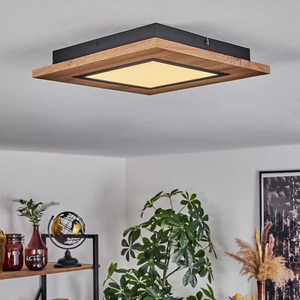 hofstein Plafonnier Salmi Led Couleur Bois, Noir, 1 Lumiere