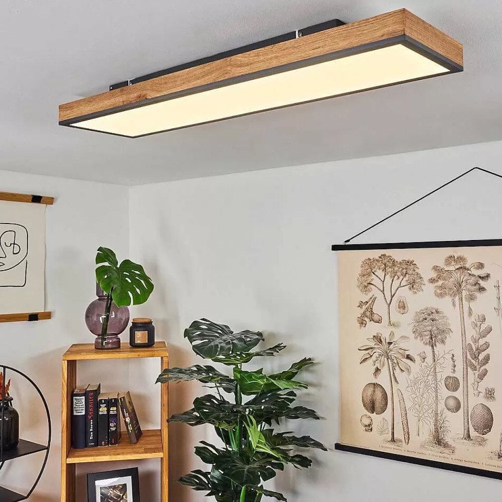 hofstein Plafonnier Salmi Led Couleur Bois, Noir, Blanc, 1 Lumiere