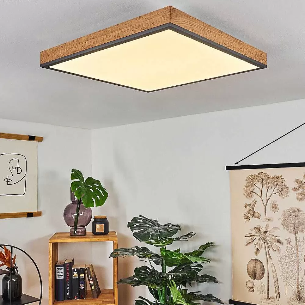 hofstein Plafonnier Salmi Led Couleur Bois, Noir, Blanc, 1 Lumiere