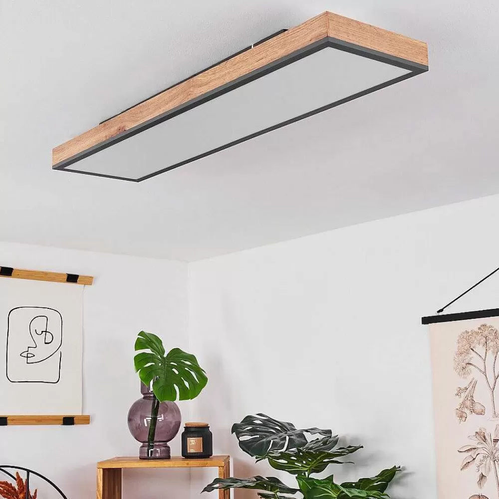 hofstein Plafonnier Salmi Led Couleur Bois, Noir, Blanc, 1 Lumiere