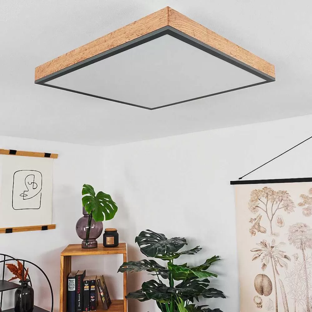 hofstein Plafonnier Salmi Led Couleur Bois, Noir, Blanc, 1 Lumiere