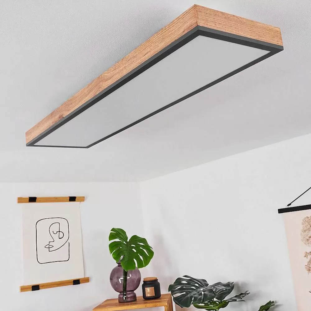 hofstein Plafonnier Salmi Led Couleur Bois, Noir, Blanc, 1 Lumiere