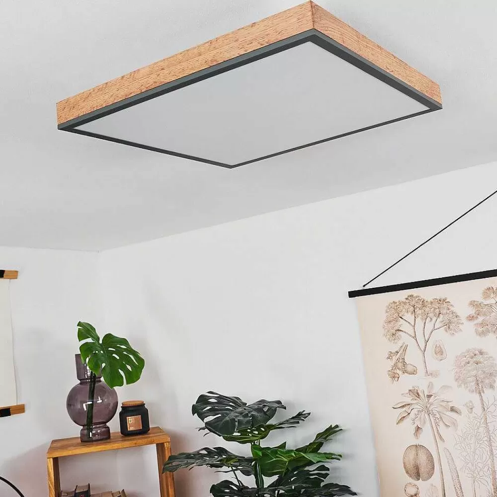 hofstein Plafonnier Salmi Led Couleur Bois, Noir, Blanc, 1 Lumiere