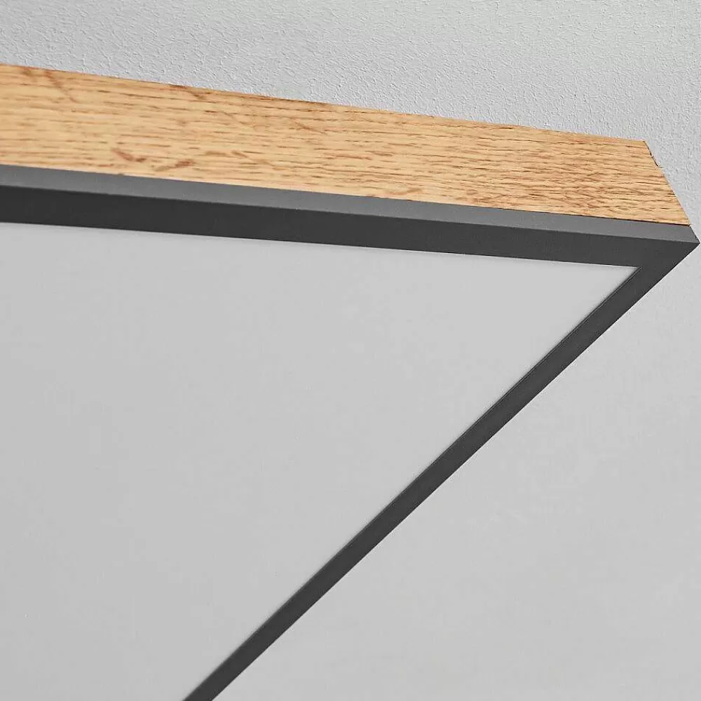 hofstein Plafonnier Salmi Led Couleur Bois, Noir, Blanc, 1 Lumiere