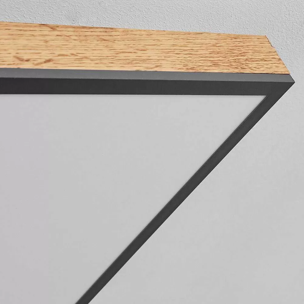 hofstein Plafonnier Salmi Led Couleur Bois, Noir, Blanc, 1 Lumiere