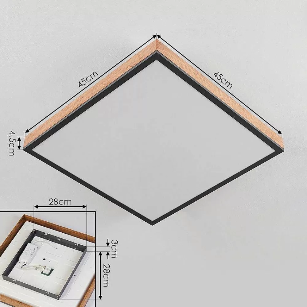 hofstein Plafonnier Salmi Led Couleur Bois, Noir, Blanc, 1 Lumiere