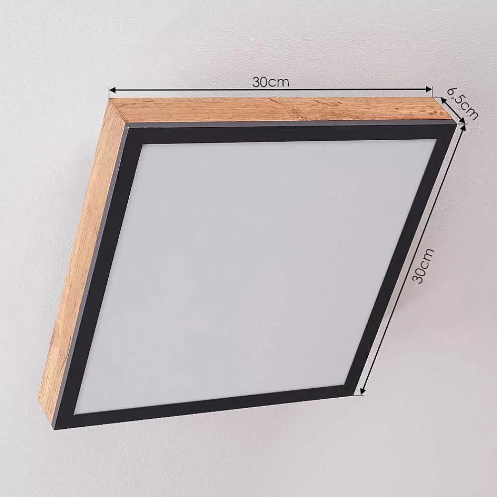hofstein Plafonnier Salmi Led Couleur Bois, Noir, Blanc, 1 Lumiere
