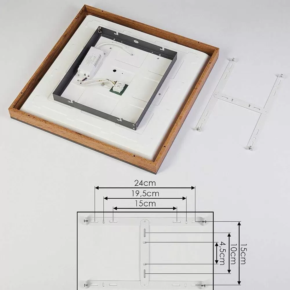 hofstein Plafonnier Salmi Led Couleur Bois, Noir, Blanc, 1 Lumiere