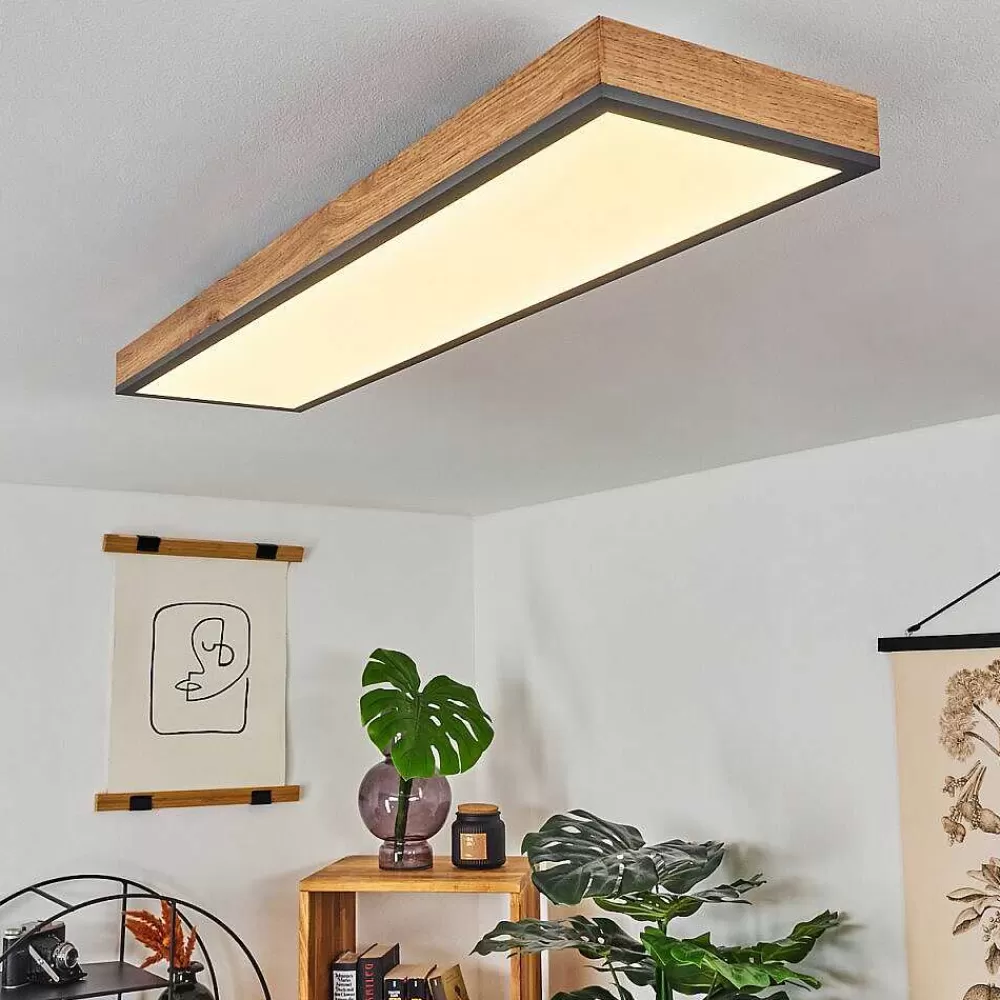 hofstein Plafonnier Salmi Led Couleur Bois, Noir, Blanc, 1 Lumiere