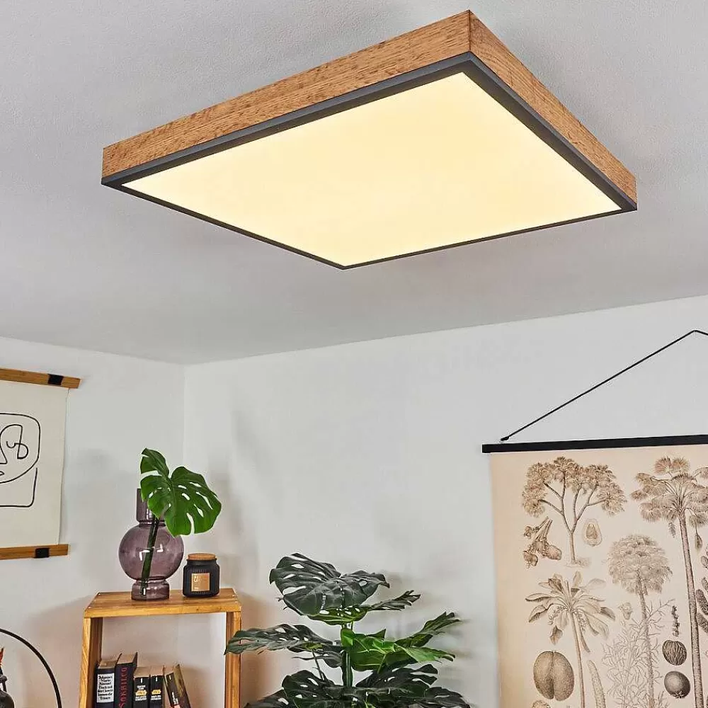 hofstein Plafonnier Salmi Led Couleur Bois, Noir, Blanc, 1 Lumiere