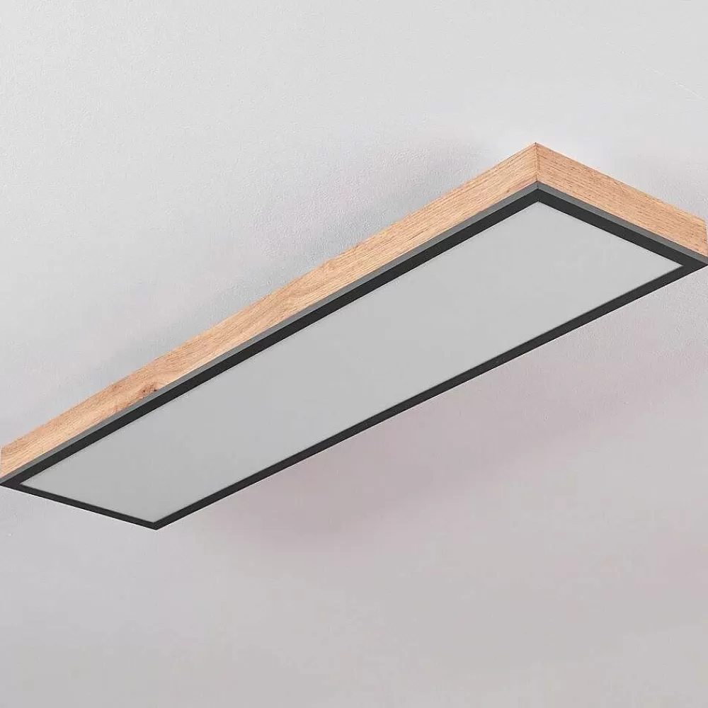hofstein Plafonnier Salmi Led Couleur Bois, Noir, Blanc, 1 Lumiere