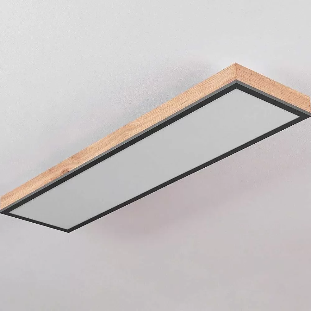 hofstein Plafonnier Salmi Led Couleur Bois, Noir, Blanc, 1 Lumiere