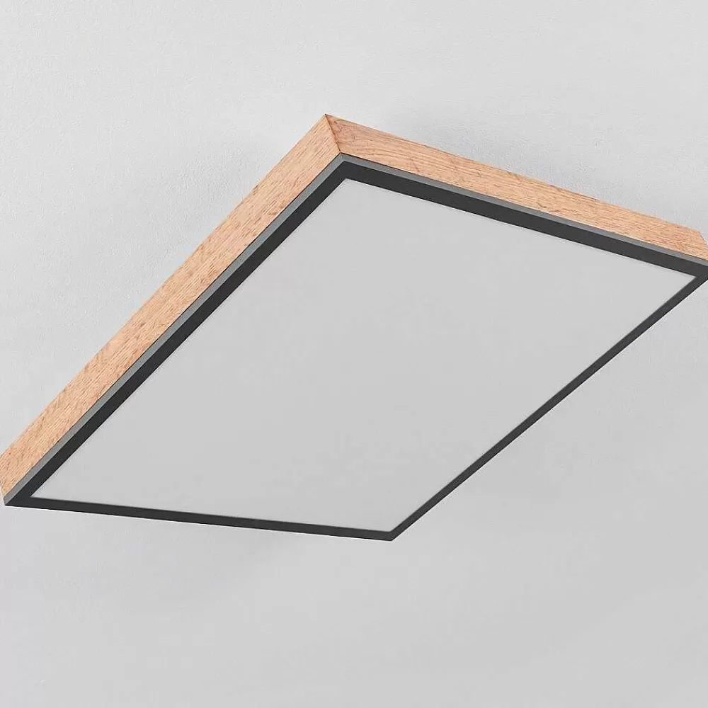 hofstein Plafonnier Salmi Led Couleur Bois, Noir, Blanc, 1 Lumiere