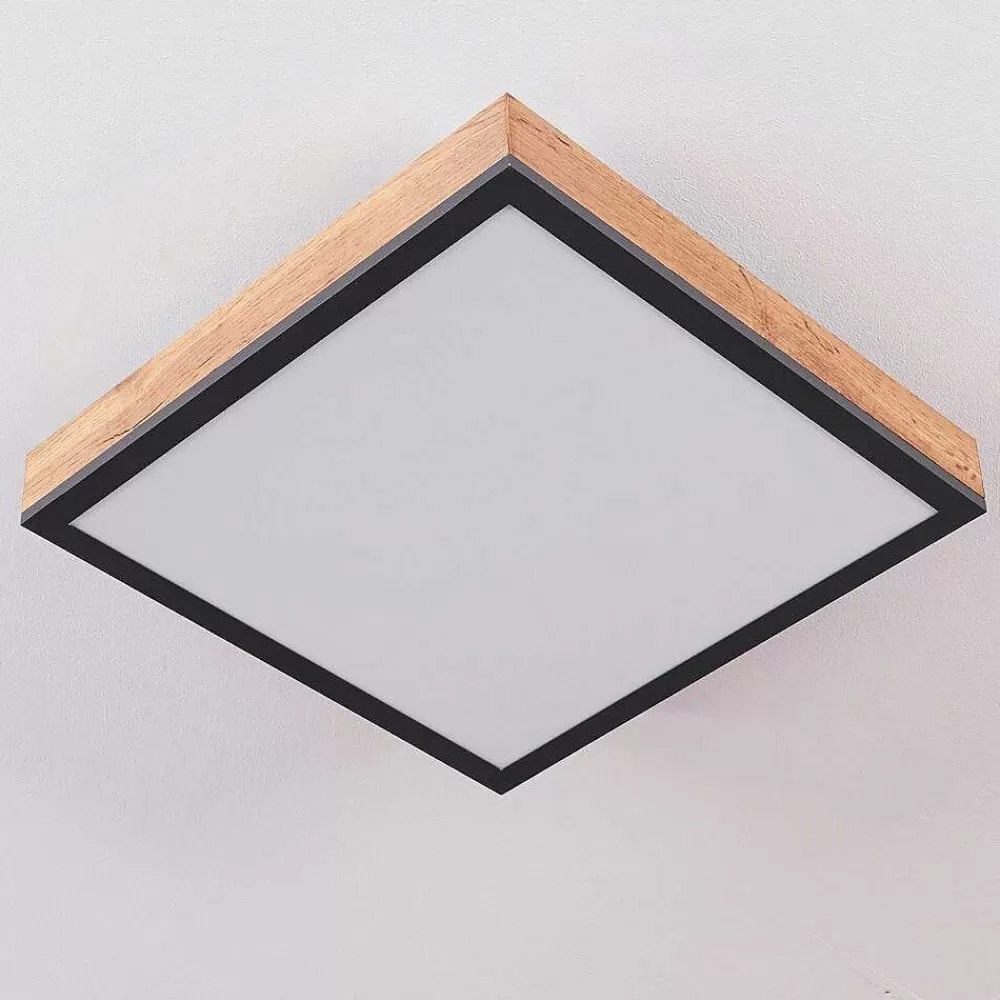 hofstein Plafonnier Salmi Led Couleur Bois, Noir, Blanc, 1 Lumiere