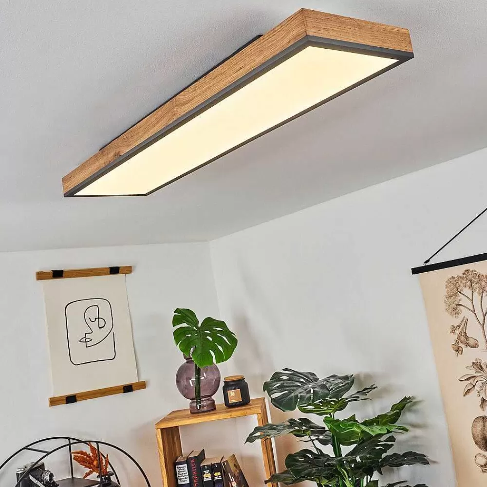 hofstein Plafonnier Salmi Led Couleur Bois, Noir, Blanc, 1 Lumiere