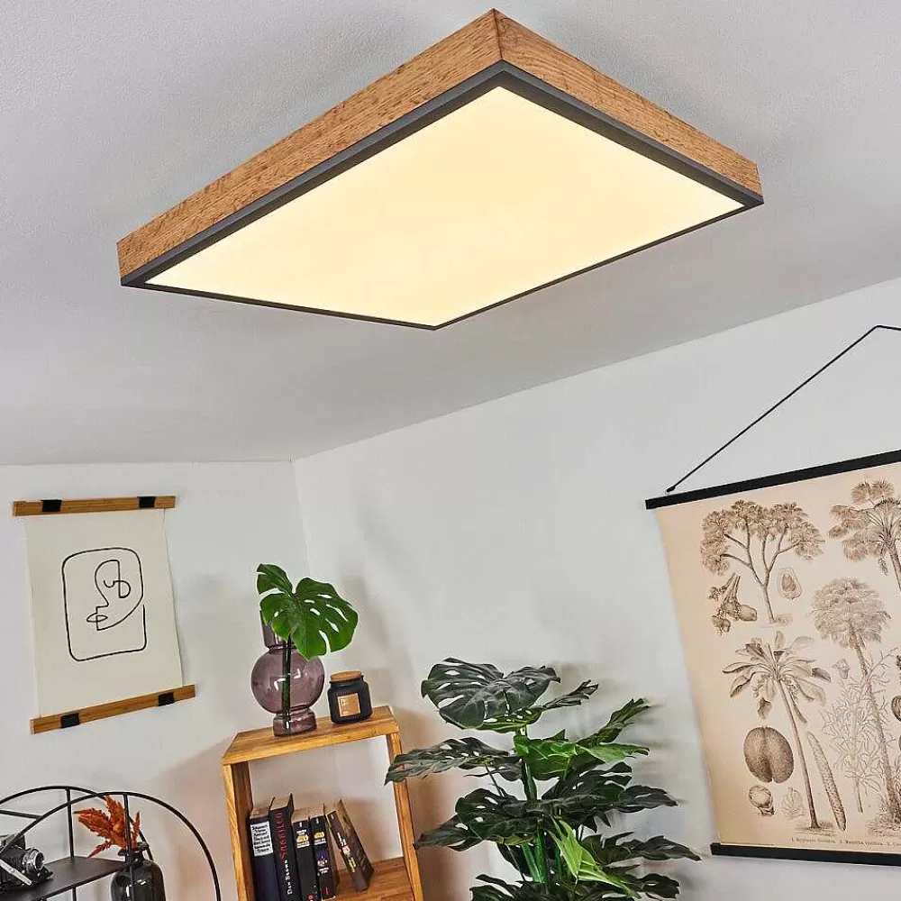 hofstein Plafonnier Salmi Led Couleur Bois, Noir, Blanc, 1 Lumiere
