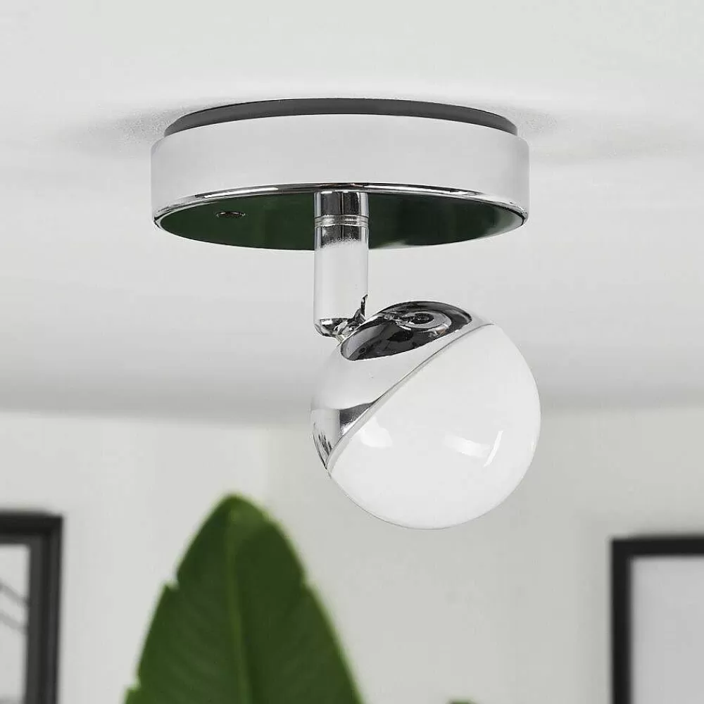 hofstein Plafonnier Sanchequias Led Chrome, 1 Lumiere, Telecommandes, Changeur De Couleurs