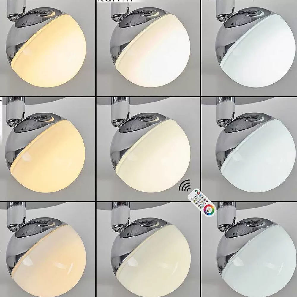 hofstein Plafonnier Sanchequias Led Chrome, 1 Lumiere, Telecommandes, Changeur De Couleurs