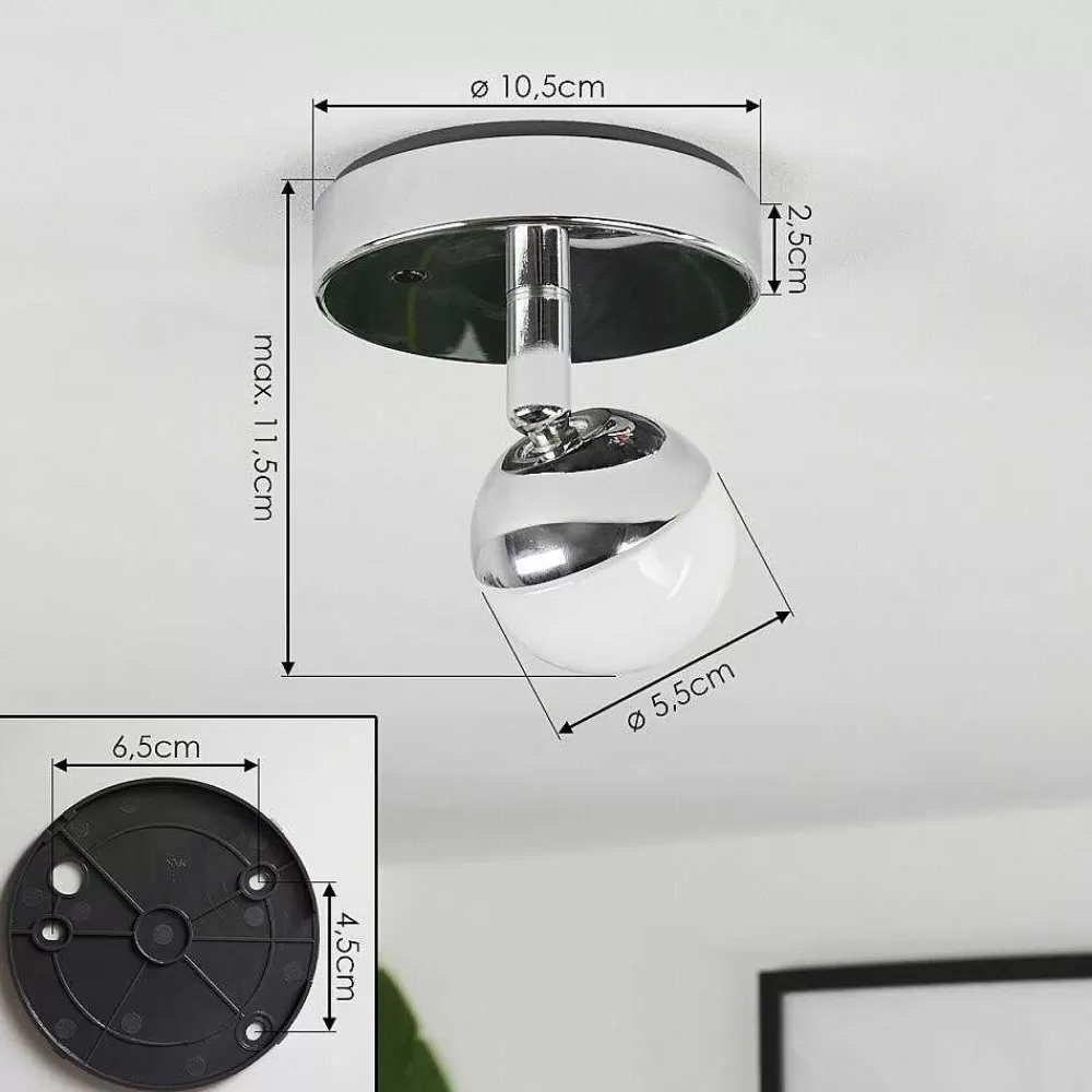 hofstein Plafonnier Sanchequias Led Chrome, 1 Lumiere, Telecommandes, Changeur De Couleurs