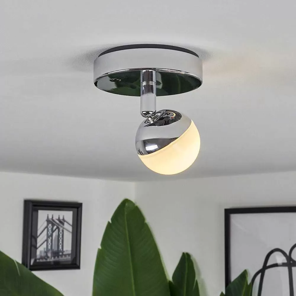 hofstein Plafonnier Sanchequias Led Chrome, 1 Lumiere, Telecommandes, Changeur De Couleurs
