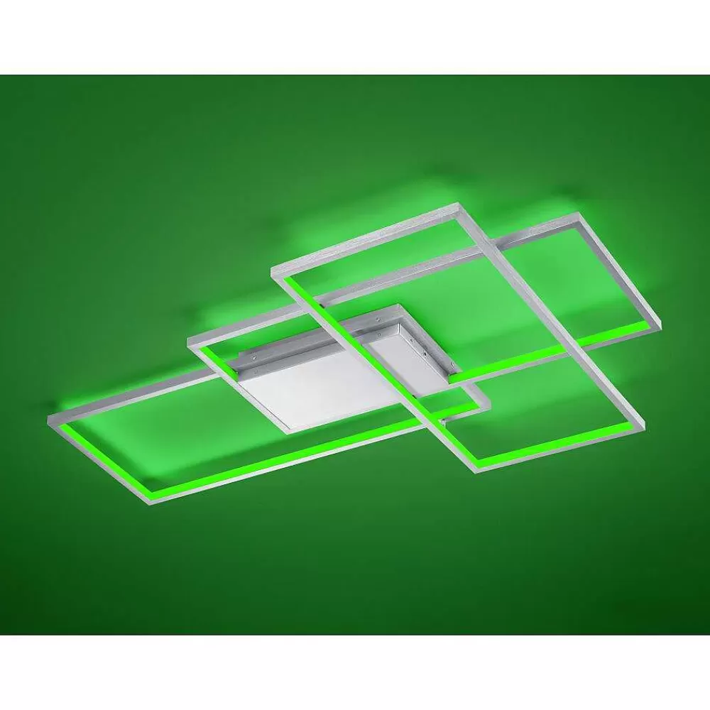 Luminaires Trio Plafonnier Trio Thiago Led Nickel Mat, 1 Lumiere, Telecommandes, Changeur De Couleurs