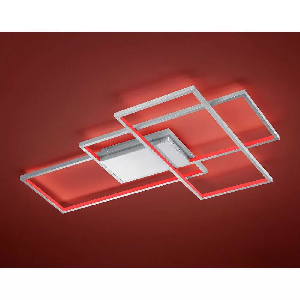 Luminaires Trio Plafonnier Trio Thiago Led Nickel Mat, 1 Lumiere, Telecommandes, Changeur De Couleurs