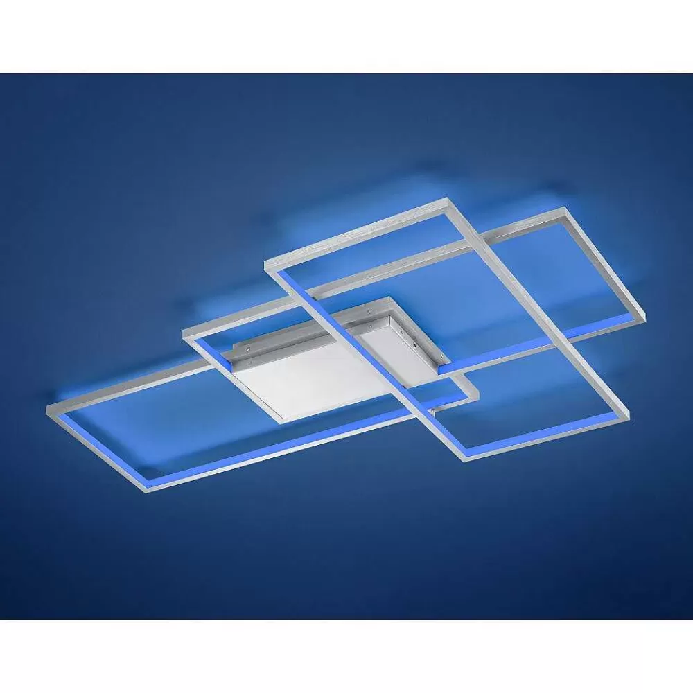 Luminaires Trio Plafonnier Trio Thiago Led Nickel Mat, 1 Lumiere, Telecommandes, Changeur De Couleurs