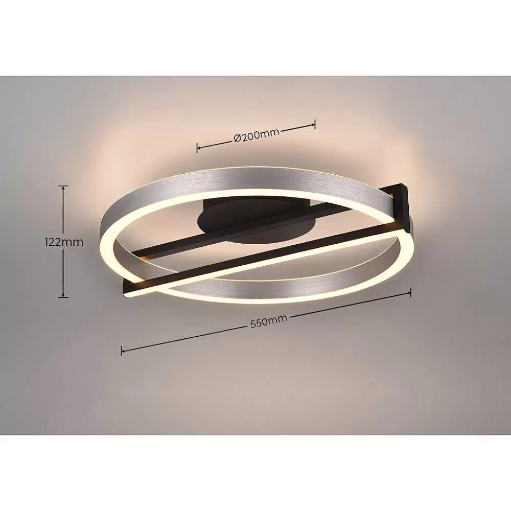 Luminaires Trio Plafonnier Trio Thompson Led Aluminium Brosse, 1 Lumiere, Telecommandes, Changeur De Couleurs