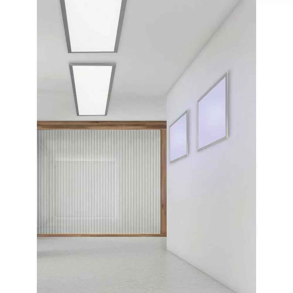 Luminaires Trio Plafonnier Trio Wiz Griffin Led Nickel Mat, 1 Lumiere, Telecommandes, Changeur De Couleurs