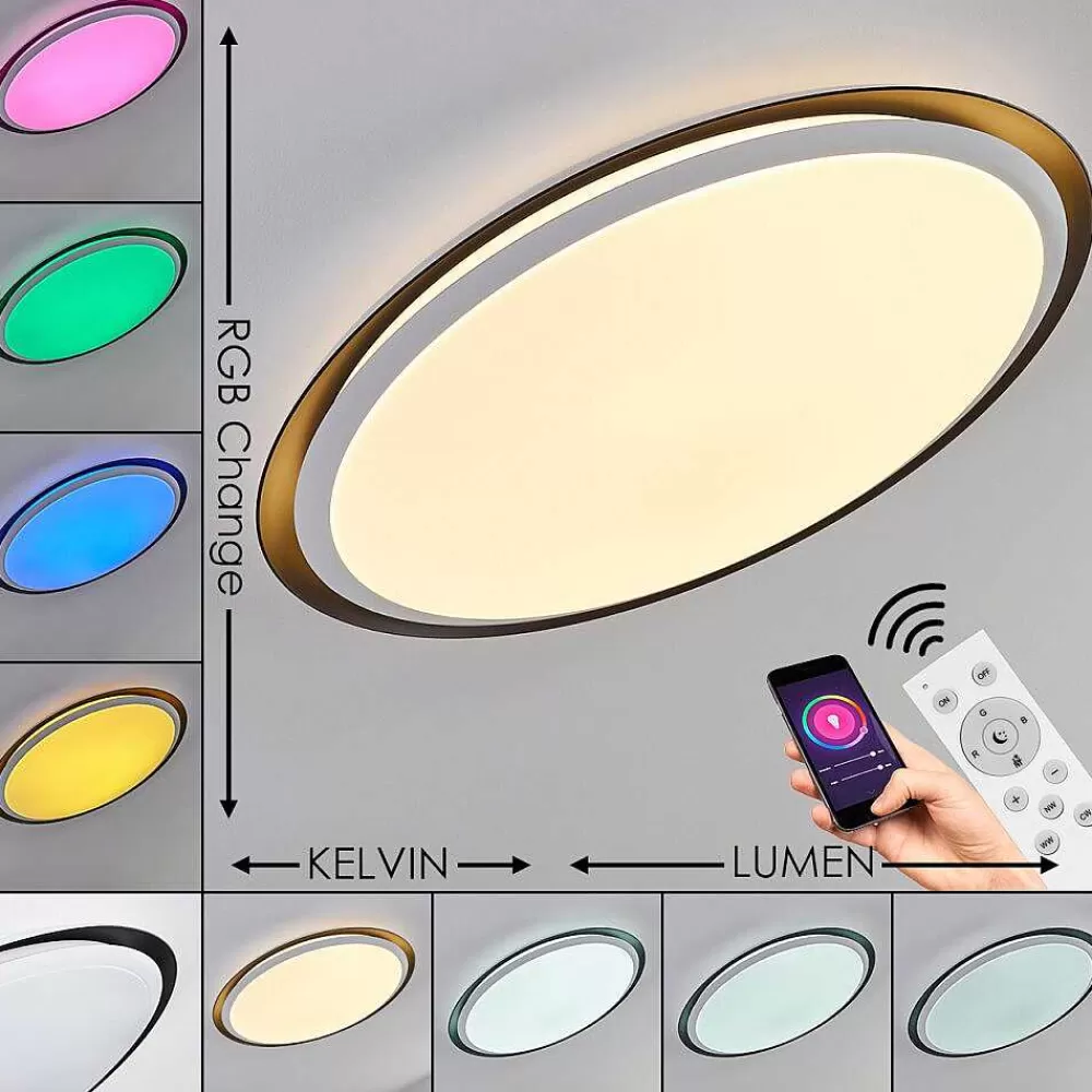hofstein Plafonnier Vejle Led Blanc, 2 Lumieres, Changeur De Couleurs