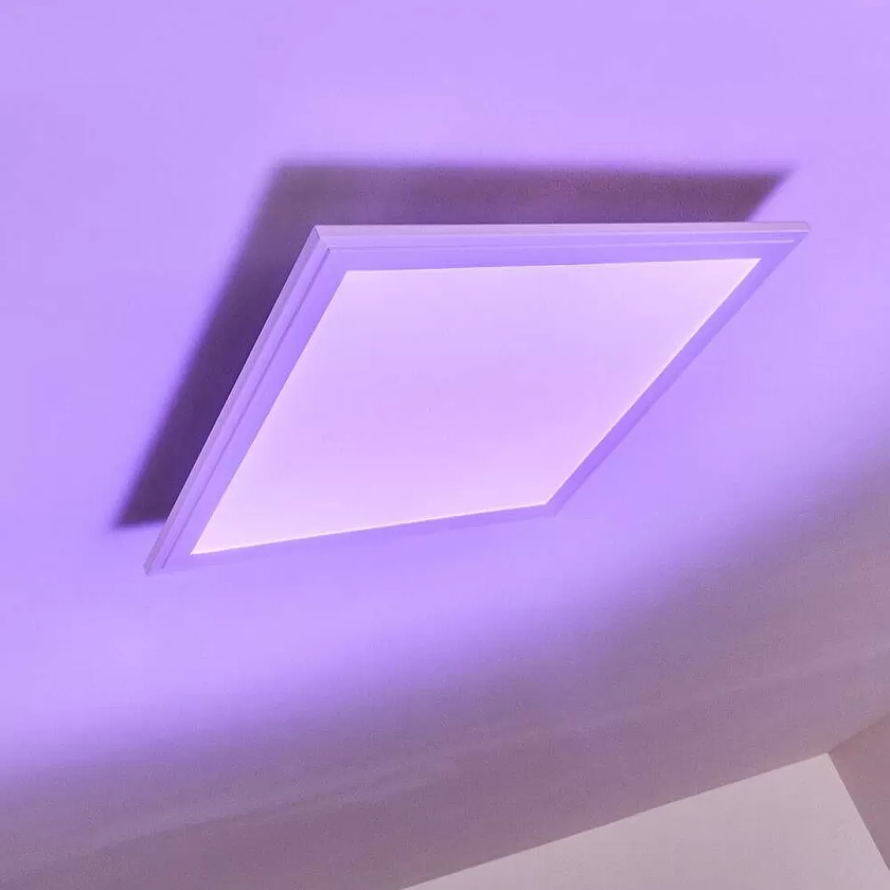 hofstein Plafonnier Voisines Led Blanc, 1 Lumiere, Telecommandes, Changeur De Couleurs
