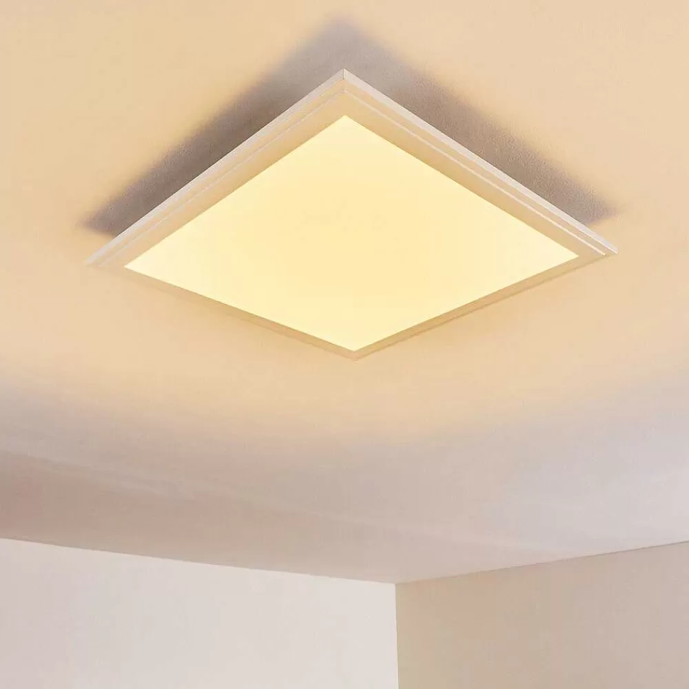 hofstein Plafonnier Voisines Led Blanc, 1 Lumiere, Telecommandes, Changeur De Couleurs