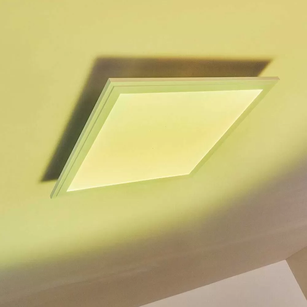 hofstein Plafonnier Voisines Led Blanc, 1 Lumiere, Telecommandes, Changeur De Couleurs