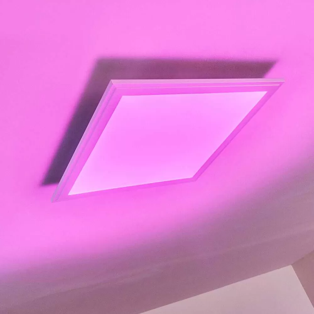 hofstein Plafonnier Voisines Led Blanc, 1 Lumiere, Telecommandes, Changeur De Couleurs
