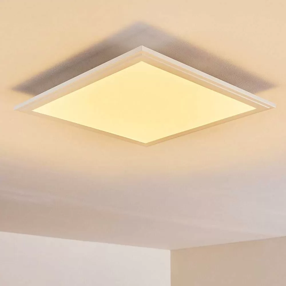 hofstein Plafonnier Voisines Led Blanc, 1 Lumiere, Telecommandes, Changeur De Couleurs