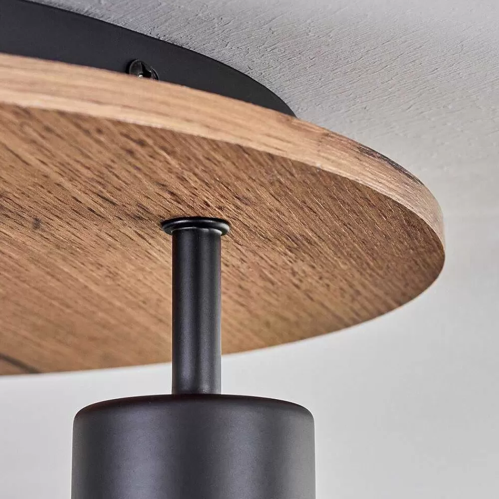 hofstein Plafonnier Vouhet Brun, Couleur Bois, Noir, 3 Lumieres