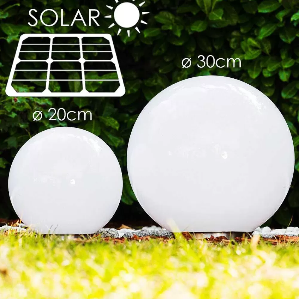 hofstein Set De Boules Lumineuses Solaires Led Acier Inoxydable, 2 Lumieres