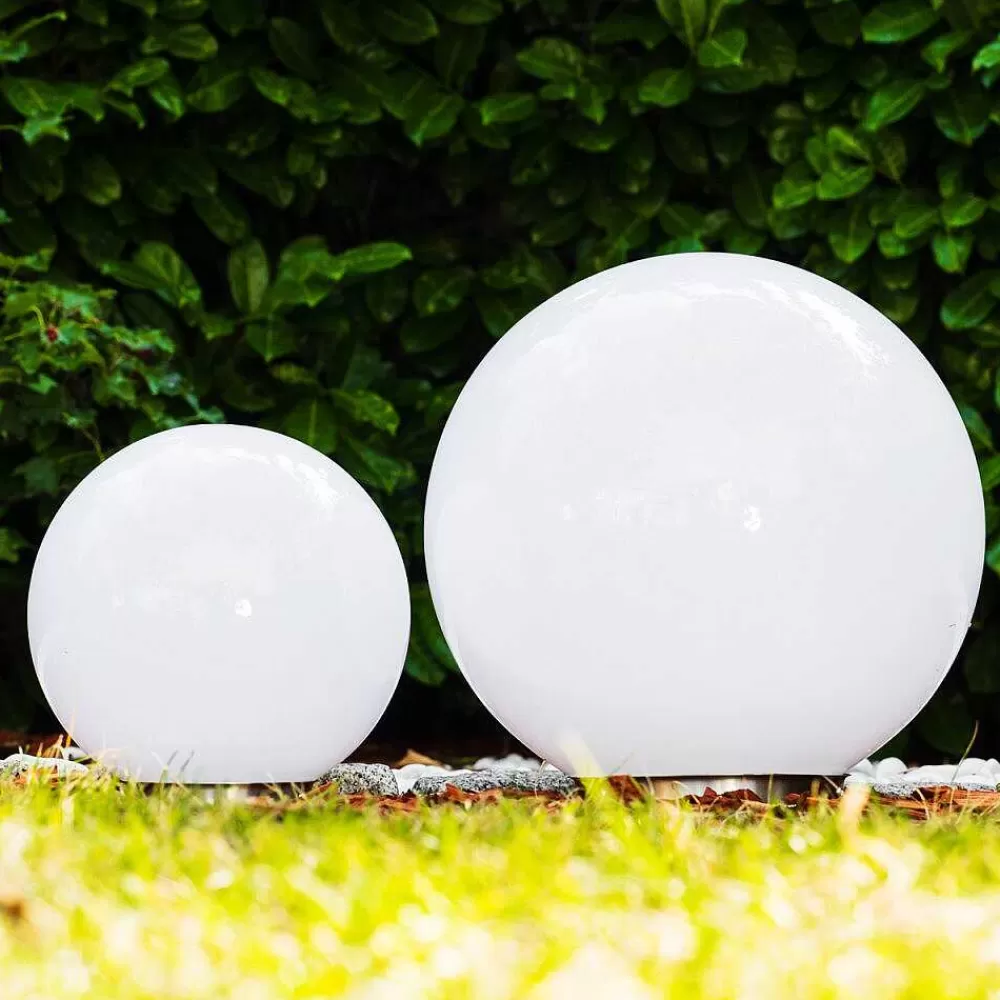 hofstein Set De Boules Lumineuses Solaires Led Acier Inoxydable, 2 Lumieres