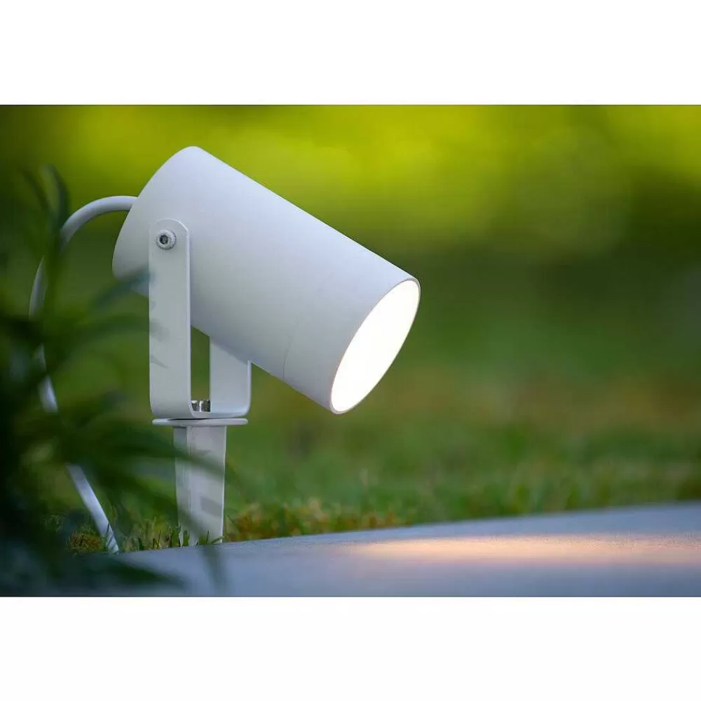 Luminaires Lucide Spot De Jardin Lucide Taylor Blanc, 1 Lumiere, Detecteur De Mouvement