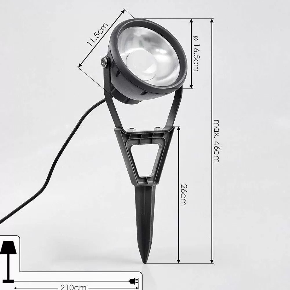 hofstein Spot De Jardin Phniet Led Noir, 1 Lumiere, Telecommandes, Changeur De Couleurs