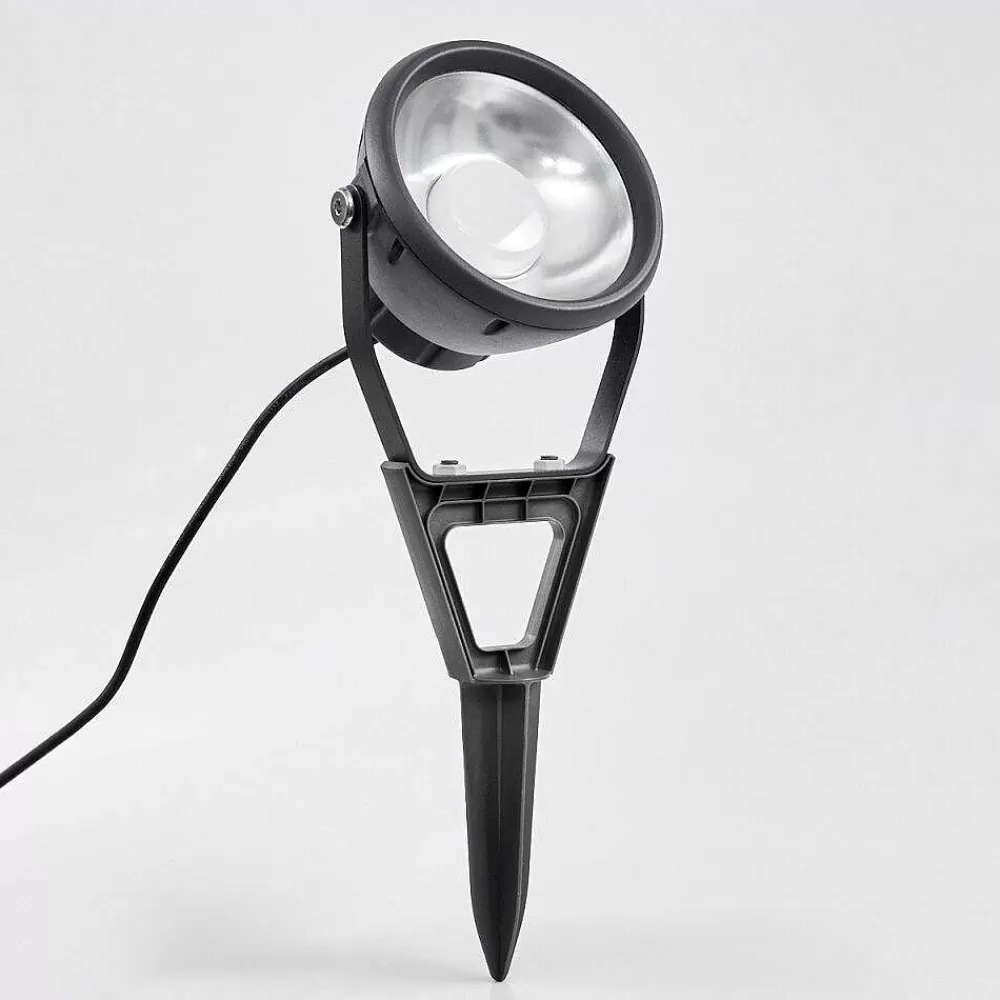 hofstein Spot De Jardin Phniet Led Noir, 1 Lumiere, Telecommandes, Changeur De Couleurs