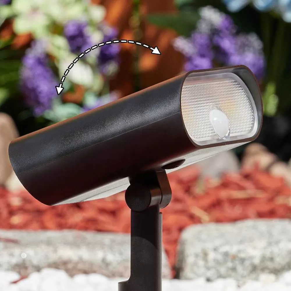 hofstein Spot De Jardin Usmagama Solar Led Noir, 1 Lumiere, Detecteur De Mouvement, Changeur De Couleurs