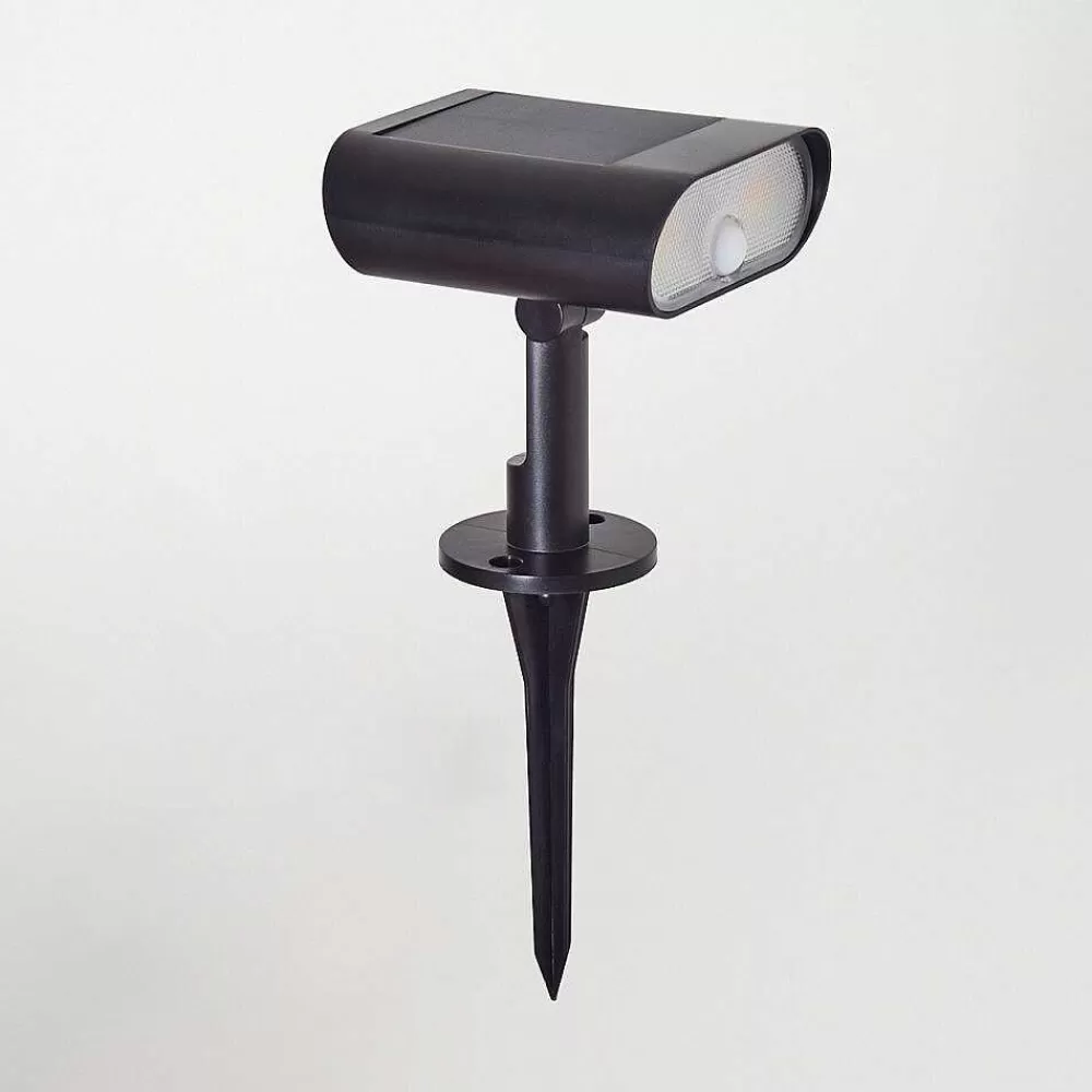 hofstein Spot De Jardin Usmagama Solar Led Noir, 1 Lumiere, Detecteur De Mouvement, Changeur De Couleurs