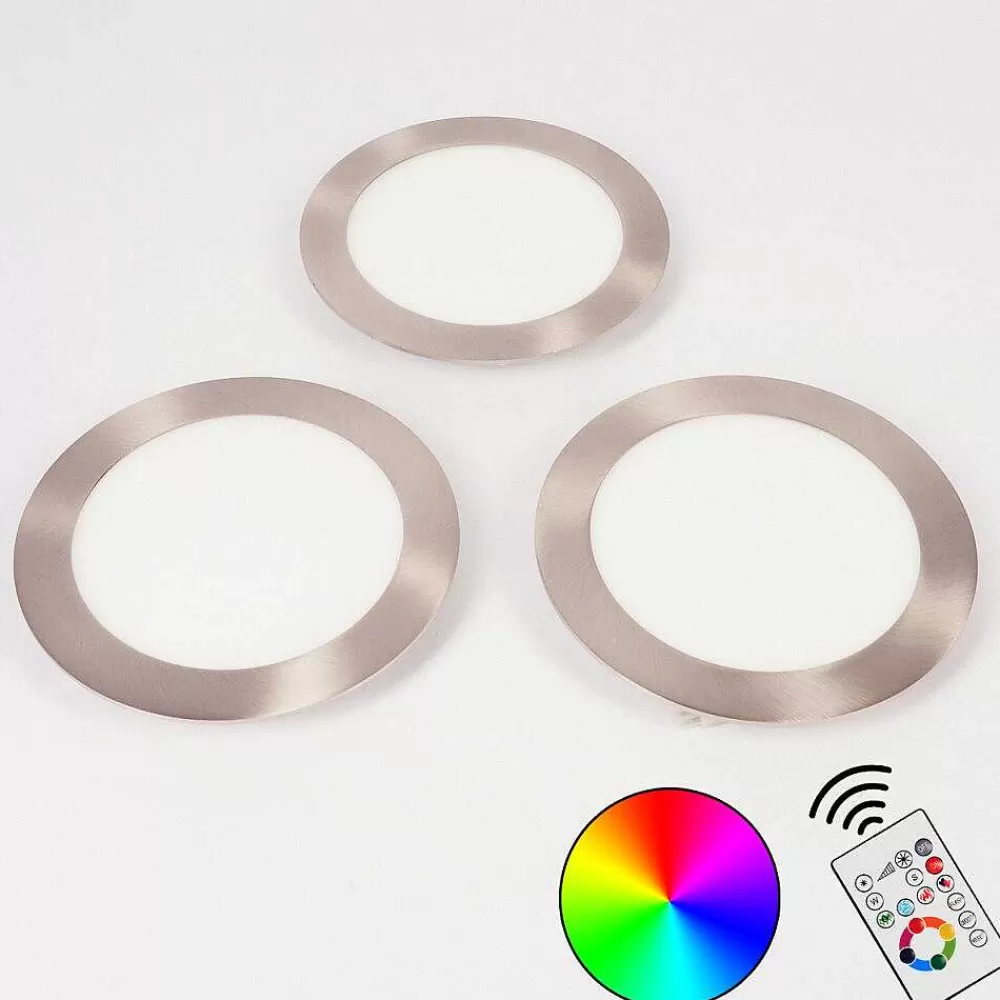 hofstein Spot Encastrable Finsrud Led Nickel Mat, 1 Lumiere, Telecommandes, Changeur De Couleurs