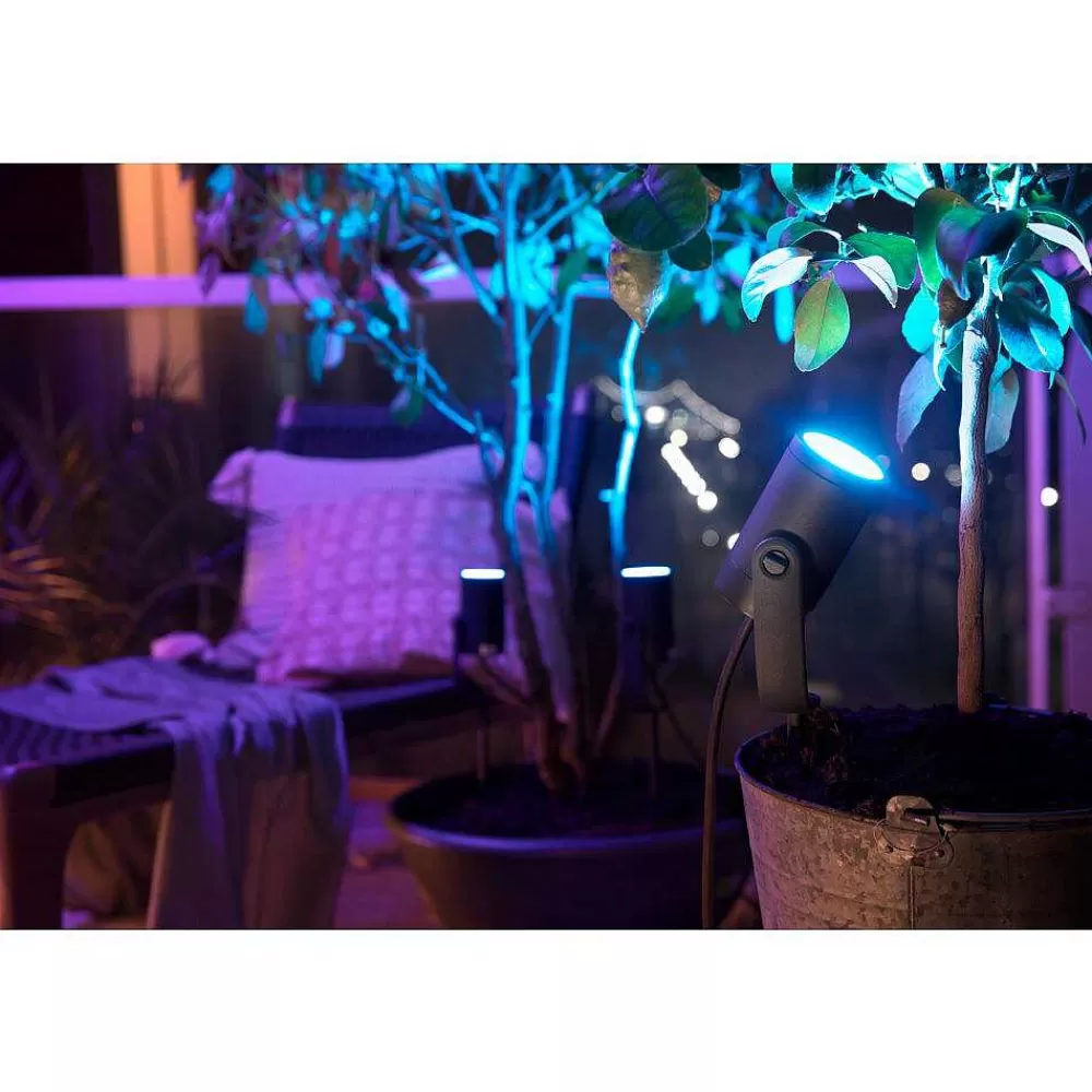 Luminaires Philips Spot, Set D'Extension Philips Hue Ambiance White & Color Waca Lily Led Noir, 1 Lumiere, Changeur De Couleurs
